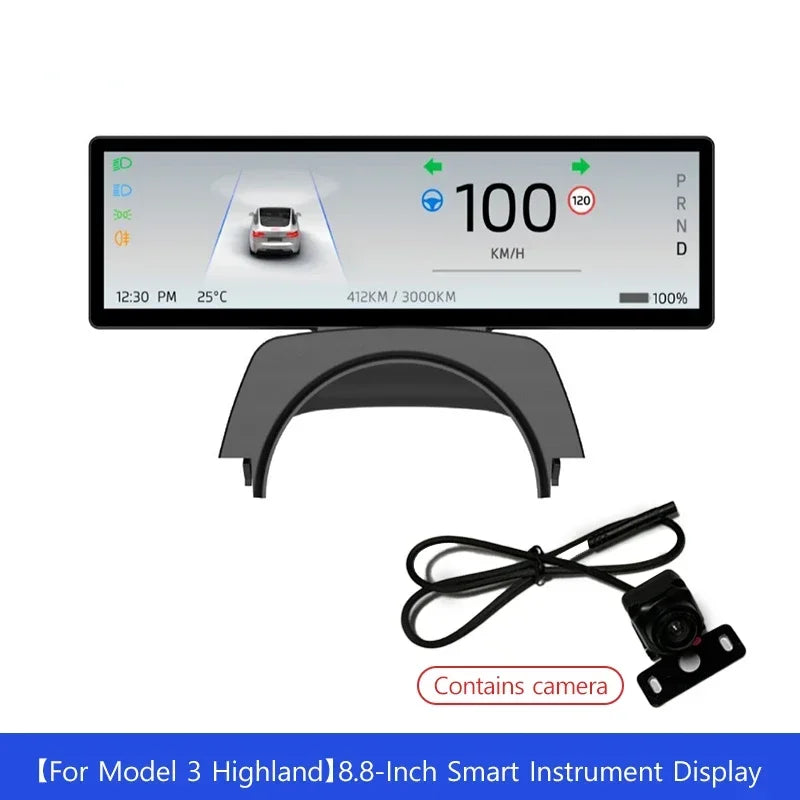 Car Dashboard Head-Up Display 8.8 Inch for Tesla Model 3 2017-2025 Model Y 2019-2025 Ultra-Thin Screen with Front Camera
