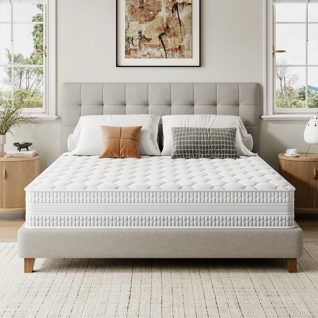 Vesgantti 10/12 inch Hybrid Queen Size Mattress with Memory Foam and Pocket Spring, Medium Firm Ergonomic & Pressure Relief