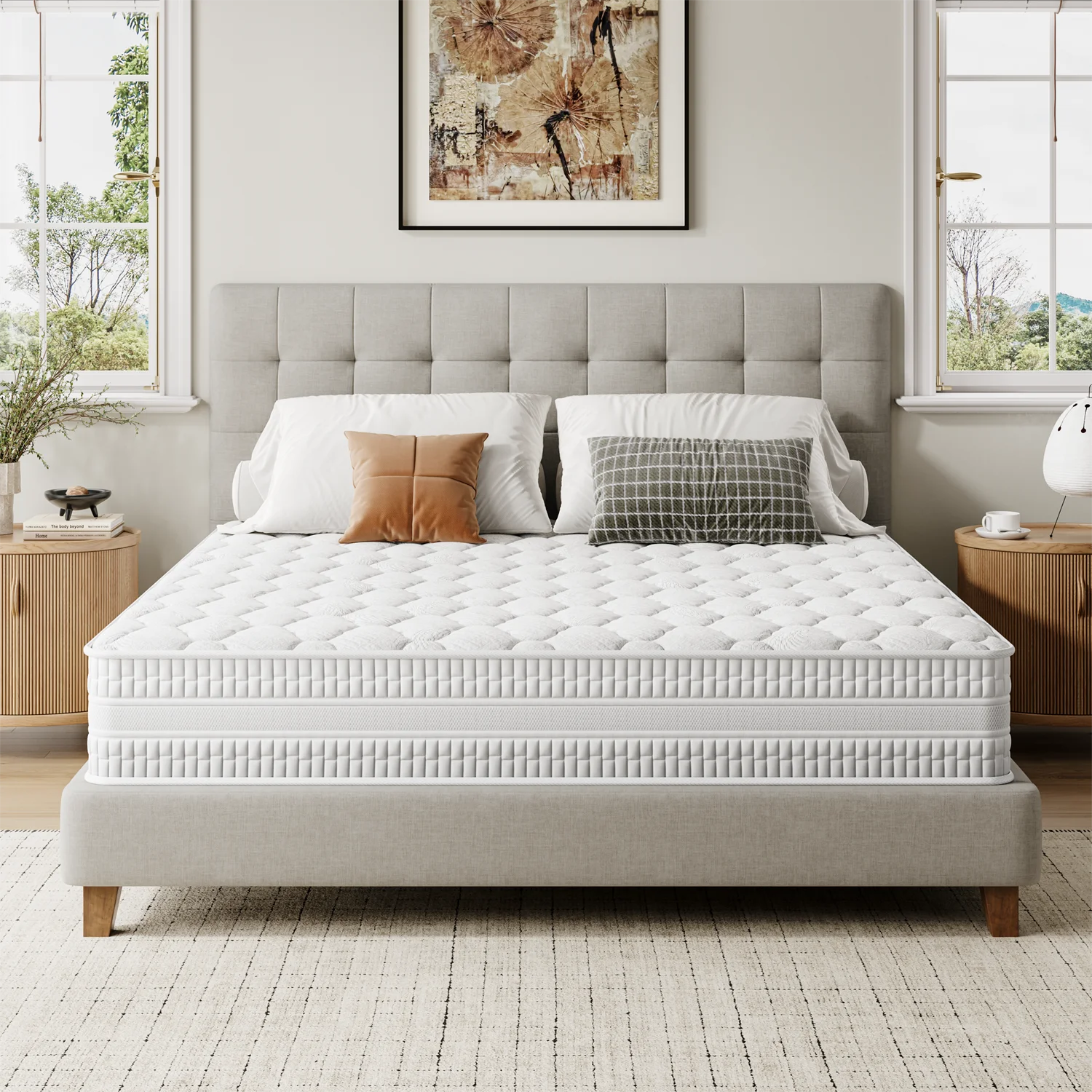 Vesgantti 10/12 inch Hybrid Queen Size Mattress with Memory Foam and Pocket Spring, Medium Firm Ergonomic & Pressure Relief