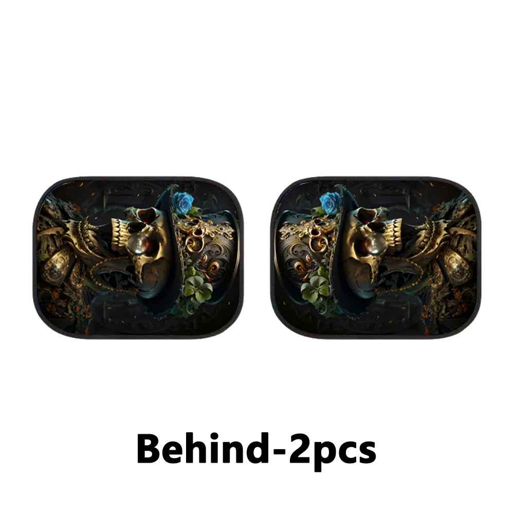 2/4PCS Gentleman Skull Pattern Car Floor Mats Water-absorbent Anti-slip Anti-fouling Mats for Car Front and Back Seat Carpets