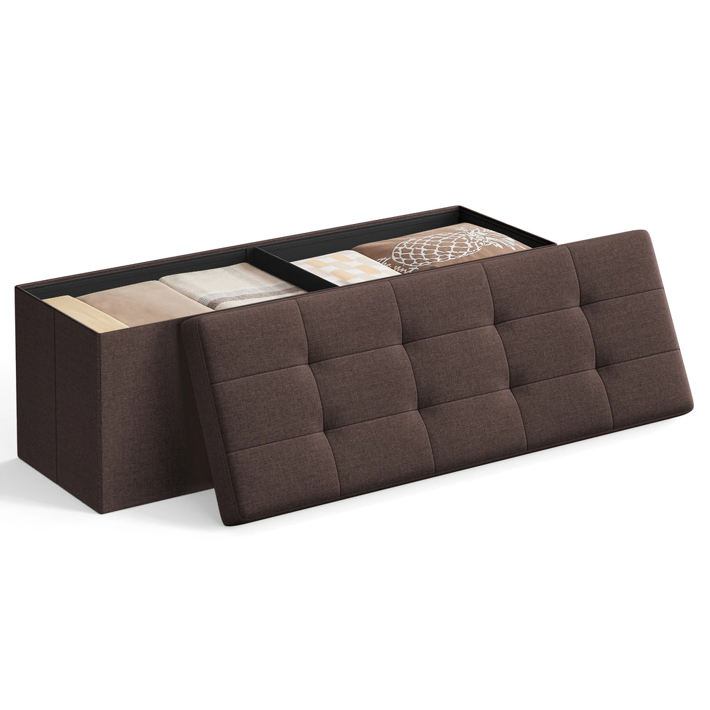 SONGMICS MAZIE Collection - 43 Inches Folding Storage Ottoman Bench, Ottoman Foot Rest, End of Bed Bench, Storage Chest