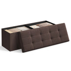 SONGMICS MAZIE Collection - 43 Inches Folding Storage Ottoman Bench, Ottoman Foot Rest, End of Bed Bench, Storage Chest