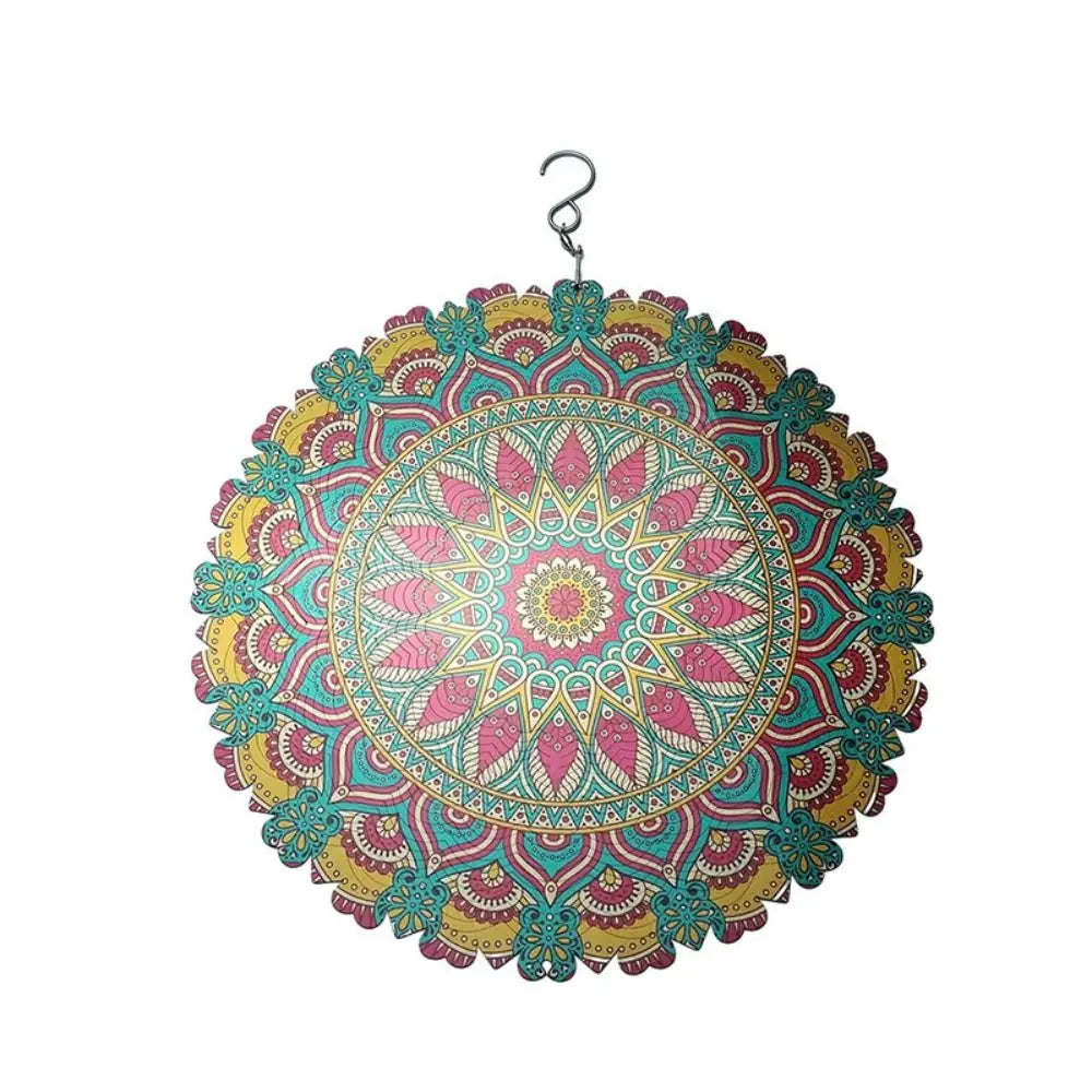 Foldable Rotating Wind Chime 3D Color Wind Chime Mandala Wall Hanging Decor 3D Wind Spinner Art Windmill Outdoor Garden Pendant