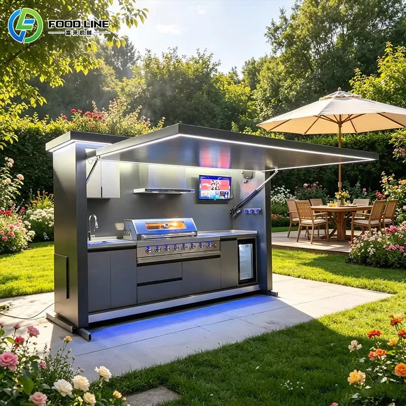 Bbq Outdoor Kitchen Cabinet Outdoor Barbecue Grill Kitchen Container Outdoor Kitchen Pod with Bbq Customized