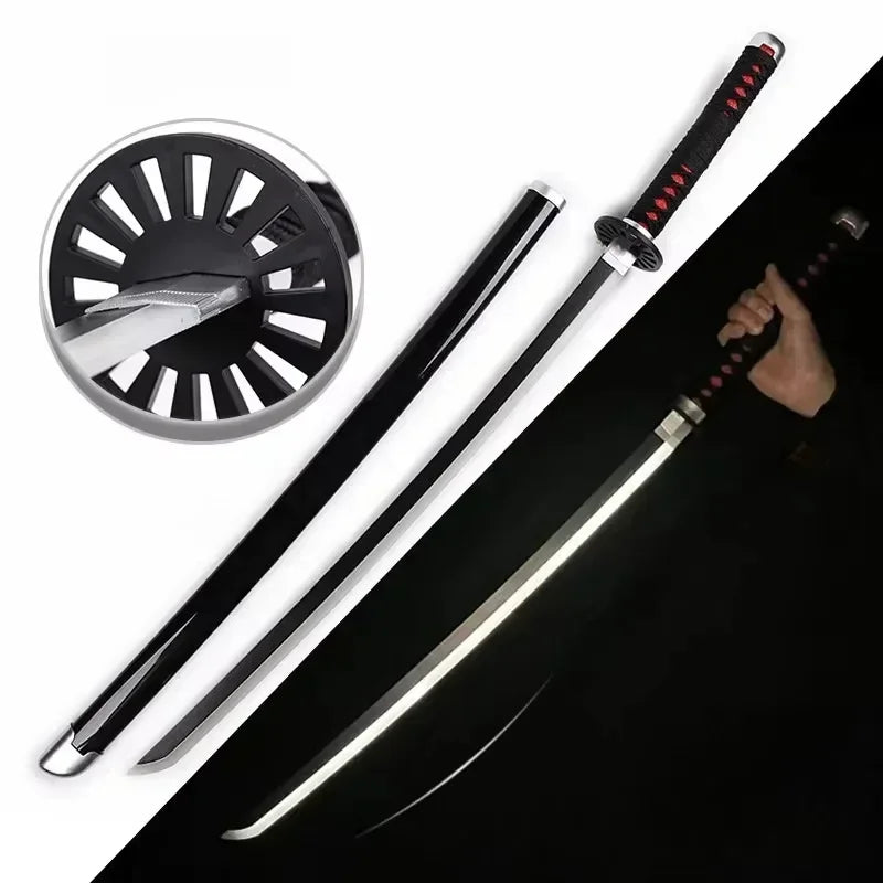 104cm Demon Slayer Bright Katana LED Light Sword Kimetsu No Yaiba Anime Cosplay Prop Real Size Japanese Katana Samurai Sabre