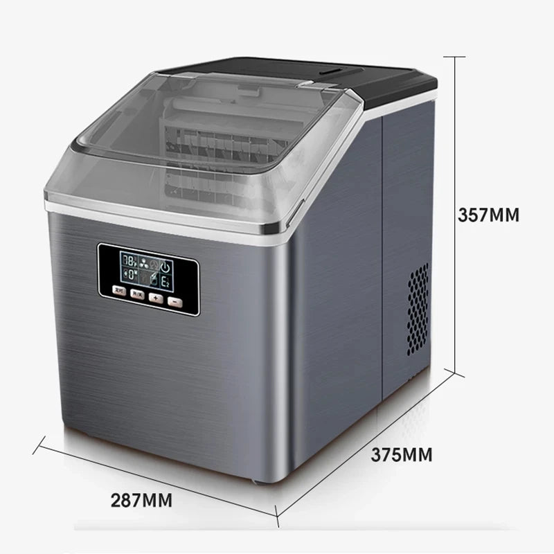 25kg/24h Automatic Electric Quick Ice Maker Commercial Household Milk Tea Shop Bar Desktop Portable Ice Cube Making