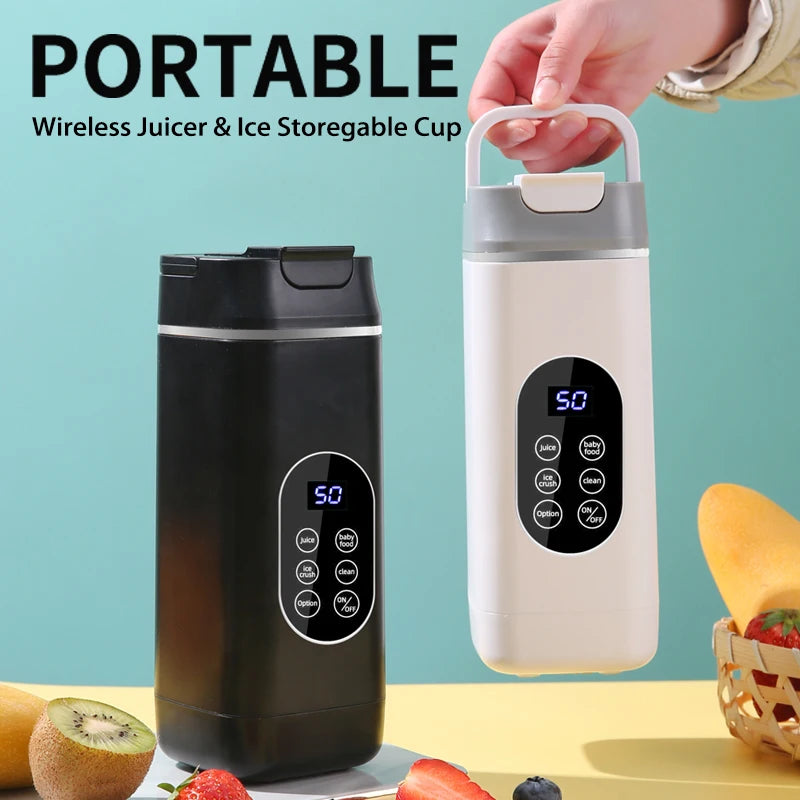 420ML Portable Juicer Blender 12 Blades Mini Juice Mixer Fruit Extractor Juice Maker Auto-Clean, Ice Crush & Ice storage cup
