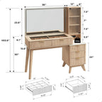Luxurious and High-grade Cosmetic Table, Large-capacity and Multi-storage Closet Integrated Dresser with Mirror Cosmetic Table