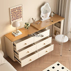 FG11Cream log wind dresser chest cabinet integrated solid wood modern simple dressing table