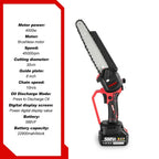 ONEVAN 8Inch Brushless Electric Chainsaw 4500W Cordless Electric Saw Rechargeable Woodworking Tool For Makita 18V Battery Pin