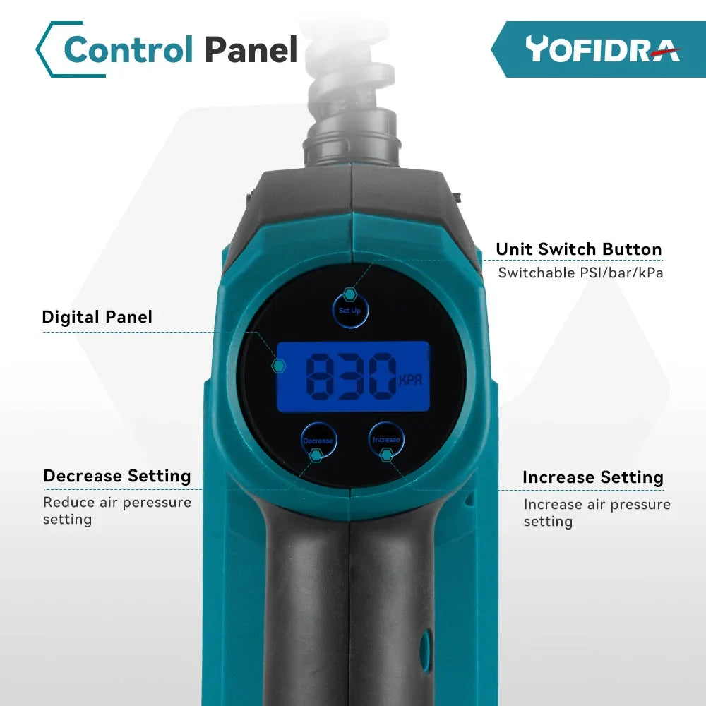 Cordless High Pressure Portable Electric Air Pump With LED Display Rechargeable Car Ball Inflatable Pump For Makita Battery Pin