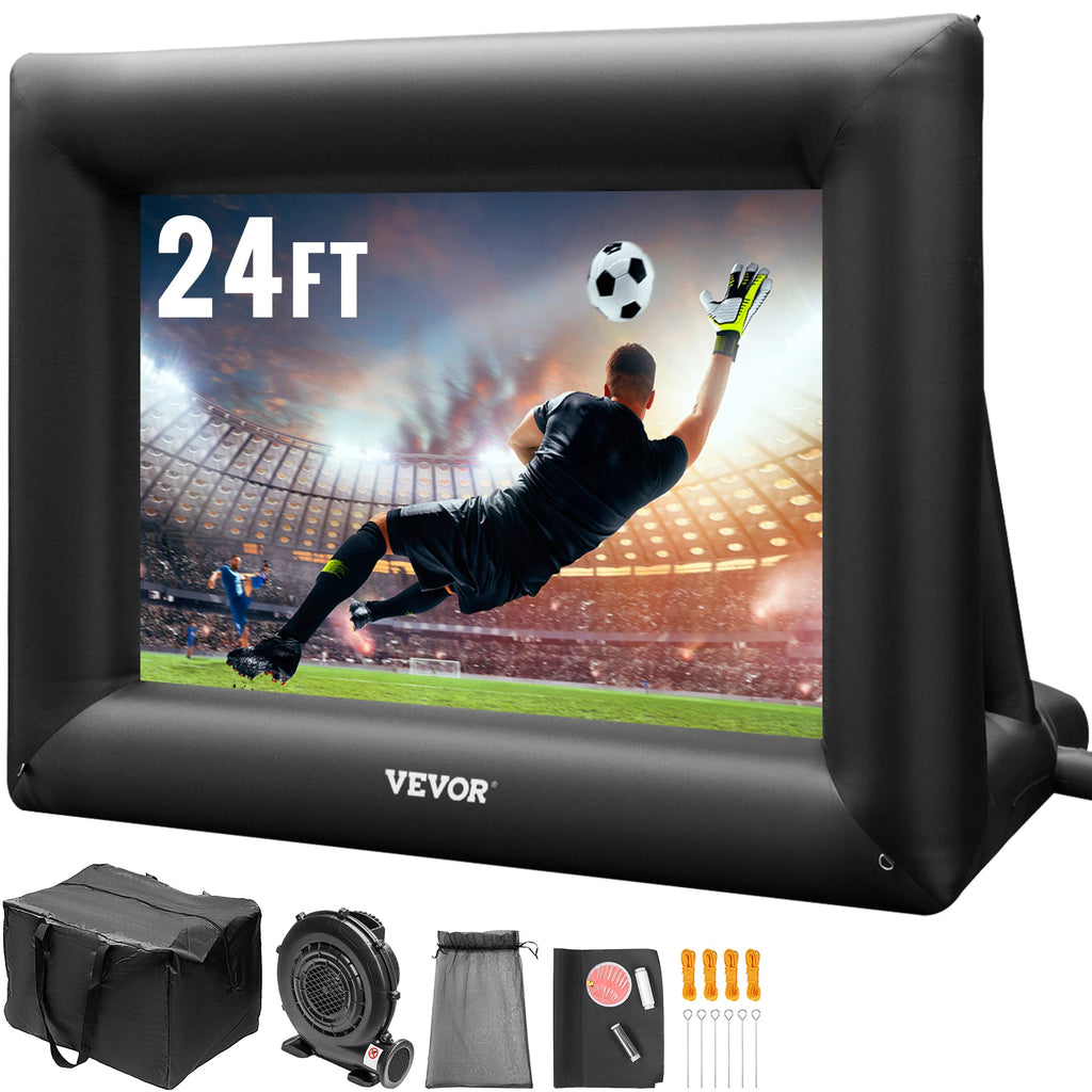 VEVOR Inflatable Movie Screen 24FT Inflatable Projector Screen w/ 360W Air Blower Blow Up Screen Supports Front/Rear Projection