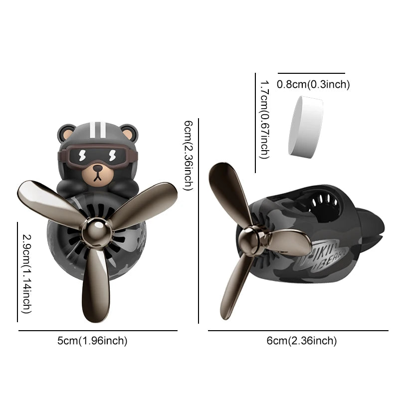 Unscented No fragrance DIY perfume rotate propeller pilot bear car ornaments vent diffuser accessories cool fun decorations men
