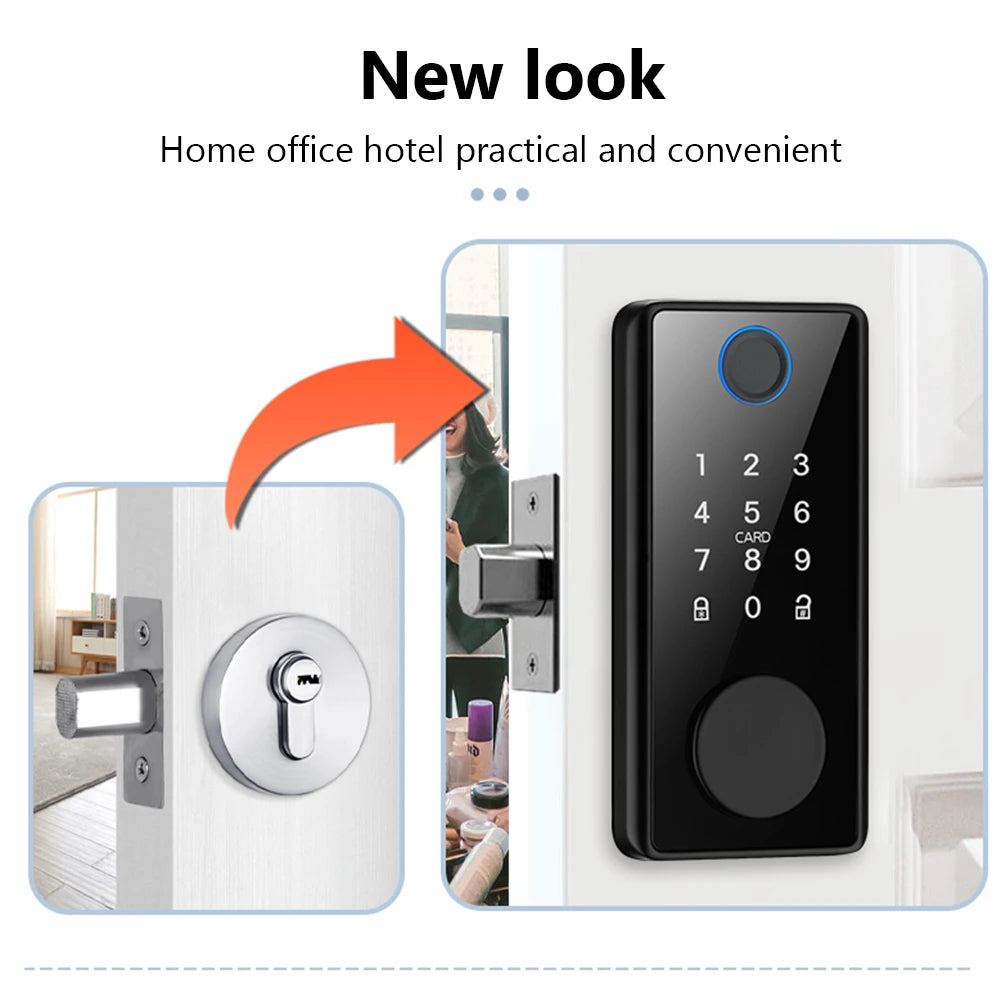 Tuya Smart Deadbolt Lock - Keyless Fingerprint Keypad Bluetooth for Front Door, Home/Apartment | AlluCanFind