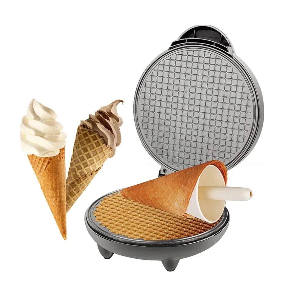 1200W Electric Egg Roll Machine Waffle Cone Maker Ice-cone Maker, Homemade Ice Cream Cone Baking Iron Machine Non-stick Coating