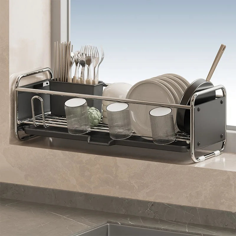 Kitchen Sink Side Dish Rack, Multifunctional Drainage Holder for Bowls Plates Cups Chopsticks, Storage Organizer,for Kitchen Use