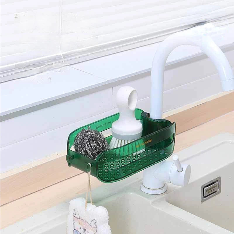Household Installation-free Kitchen Sink Faucet Drain Rack Sundries Storage Rack Bathroom Clip-on Hollow Rack Organizer Kitchen