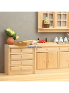 Q0KB Miniature Wooden Kitchen Sink Cabinet 1/12 Dollhouses Craft Project Scene Decors