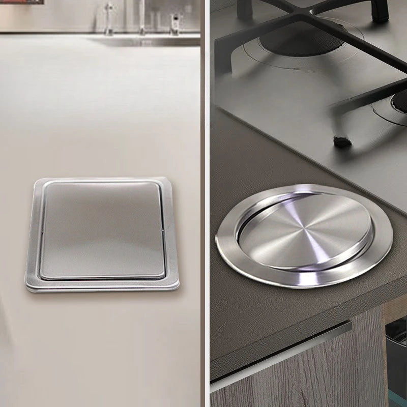 Kitchen Trash Can Built-in Garbage Bin Stainless Steel Large Litter Bins Luxury Touch Dustbin with Lid Kitchens Accessories