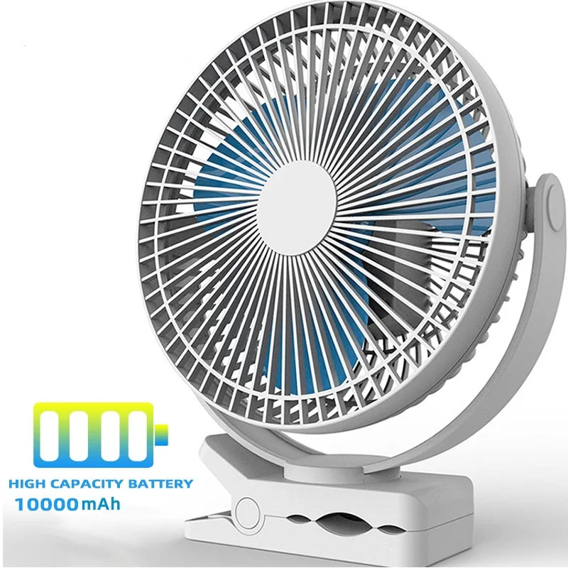 10000mAh 8 Inch Rechargeable Battery Operated Clip on Fan, Air Circula