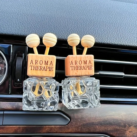 Car Air Outlet Fragrance Bottle Elegant Perfume Empty Bottle Set with Clip Air Vent Glass Diffuser Car Decor for Air Freshing