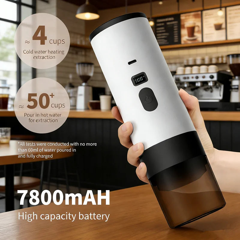 Portable 3-in-1 Wireless Electric Espresso Coffee Machine for Car Home Camping - Capsule Powder Travel Coffee Maker