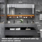 Light Luxury Panel Intelligent Bathroom Cabinet Meuble Rock Salle De Bain Wood Washbasin Double Basin Bathroom Cabinet Home