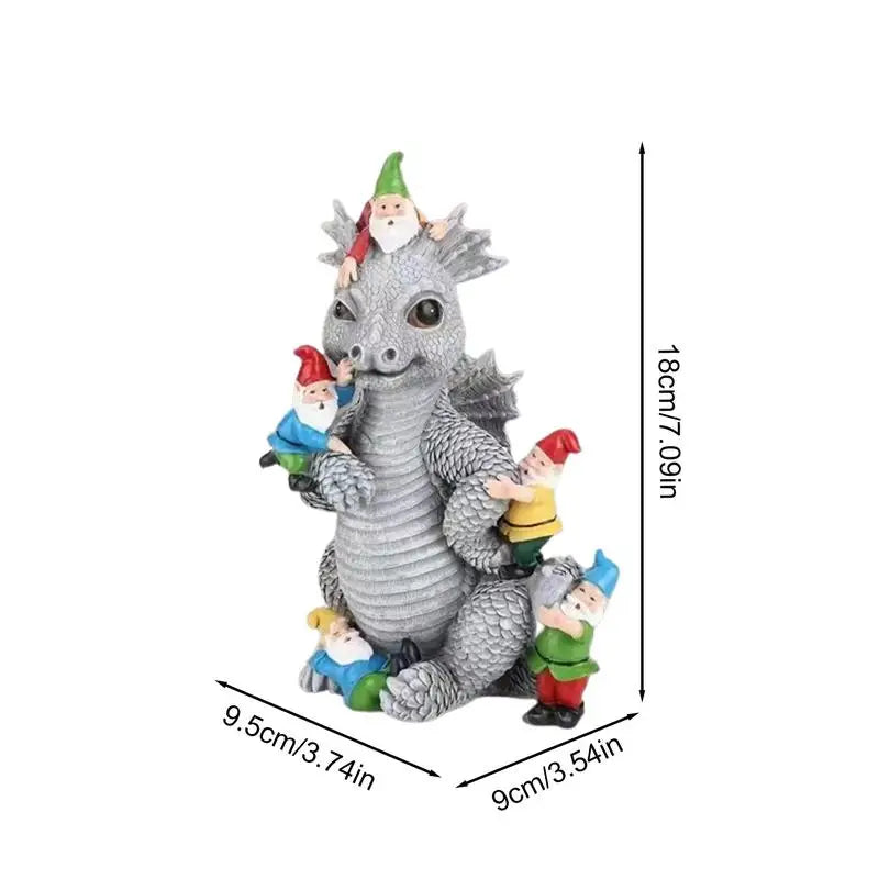 Dragon Gnome Statues Dragon Figurines Resin Animal Dragon Statues Outdoor Statue Gnome Garden Decor Spring Decorations For home