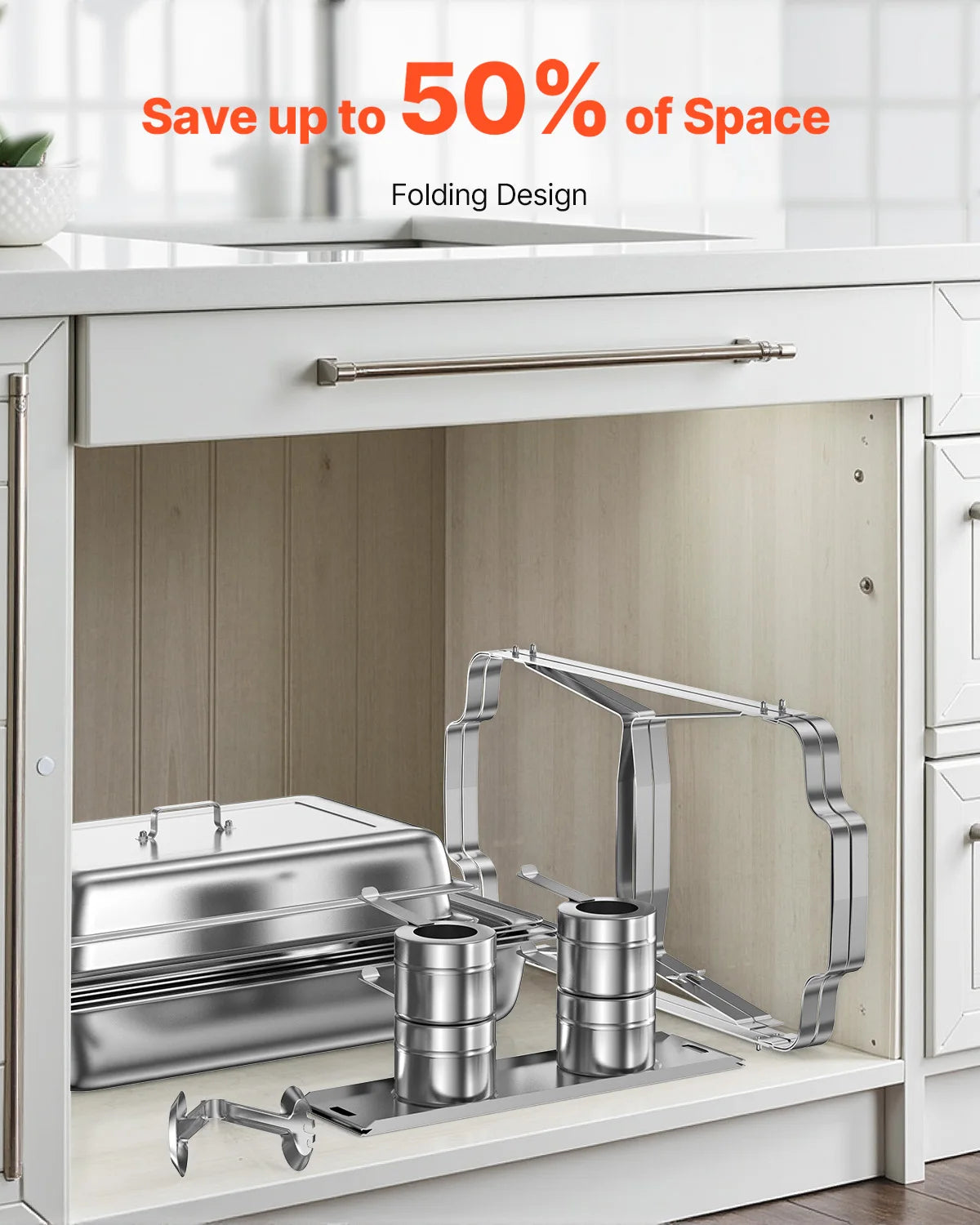 VEVOR 8 Qt 4/6 Pack Chafing Dish Buffet Set Stainless Steel Chafer Rectangle Catering Warmer Server with Lid Water Pan for party