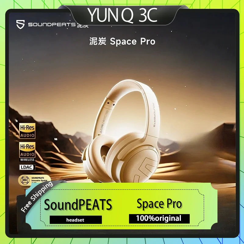 SoundPEATS Space Pro Headphones Wireless with Microphone Active Noise Reduction Earphones Gaming and Esports Earphones Gift