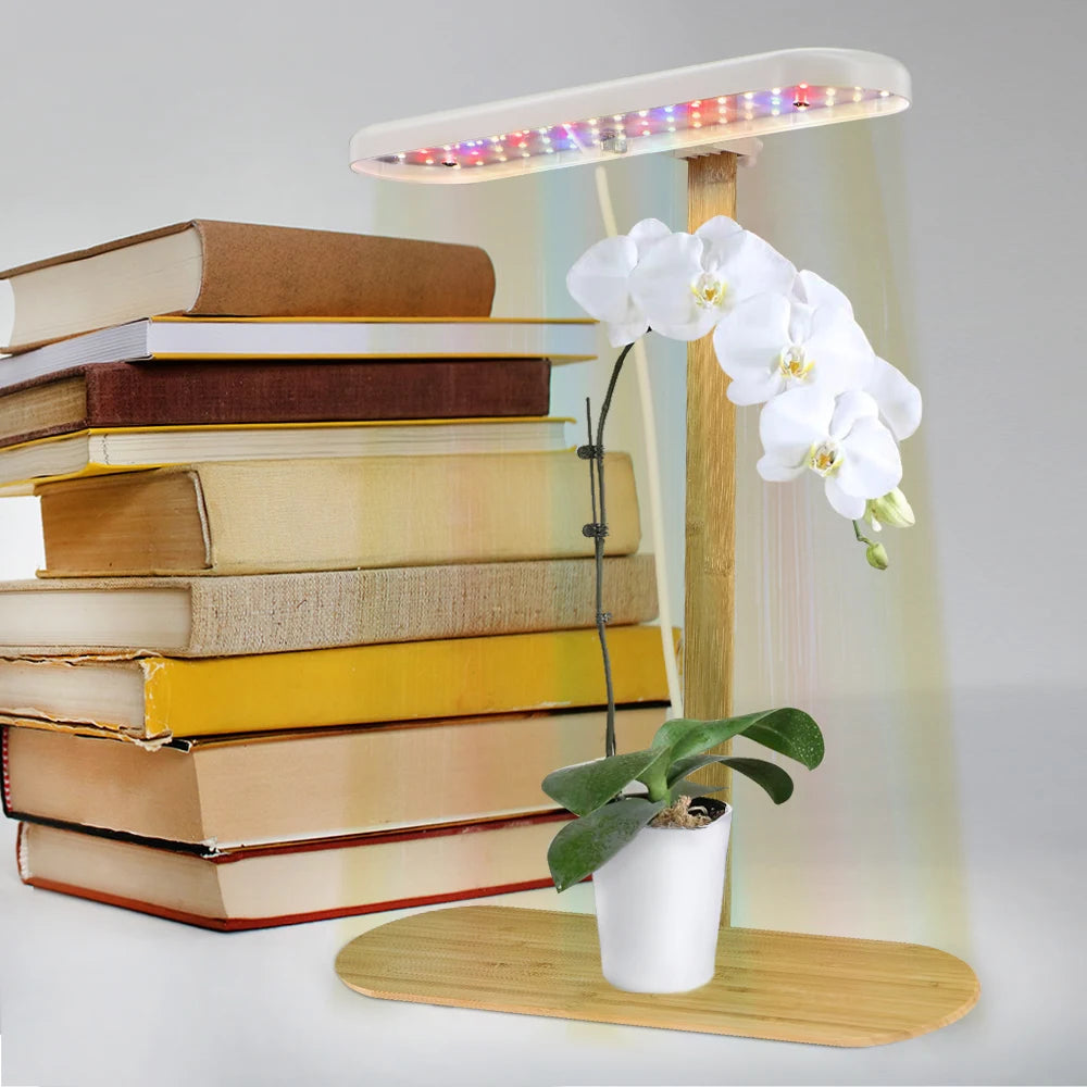 Auto Timer Plant Grow LED Grow Lights Bamboo Tray Stake Adjustable Height 4 Dimmable Brightness Hydroponics System Indoor Garden