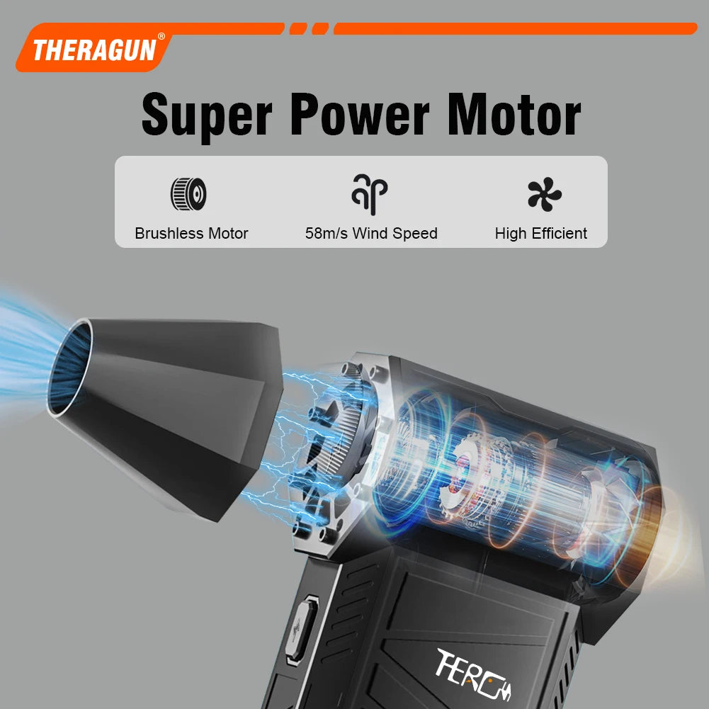 Updated X3Ultra Turbo Jet Fan,Mini Handheld 180000RPM Powerful Compressed air Duster for Car Dryer/PC/Home Cleaning -THERAGUN