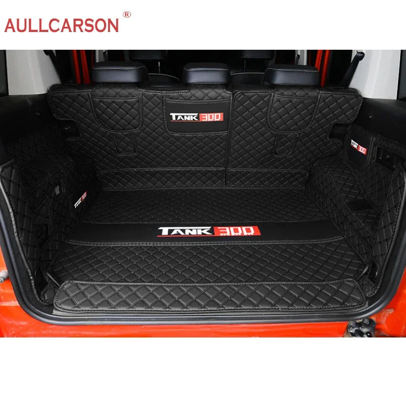 For GWM Tank 300 2023 2024 Custom Trunk Mats Leather Durable Cargo Liner Boot Carpets Interior Cover Car Accessories