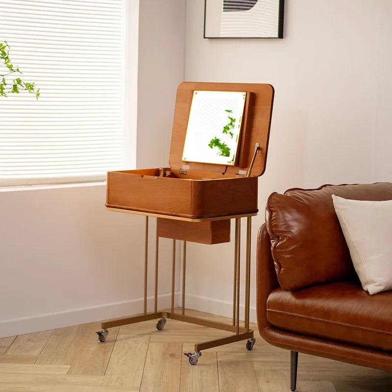 Portable Adult Vanity Table Nordic Woman Wheels Storage Unique Bedroom Dressers Makeup Desk Mirror Penteadeira Furniture Home