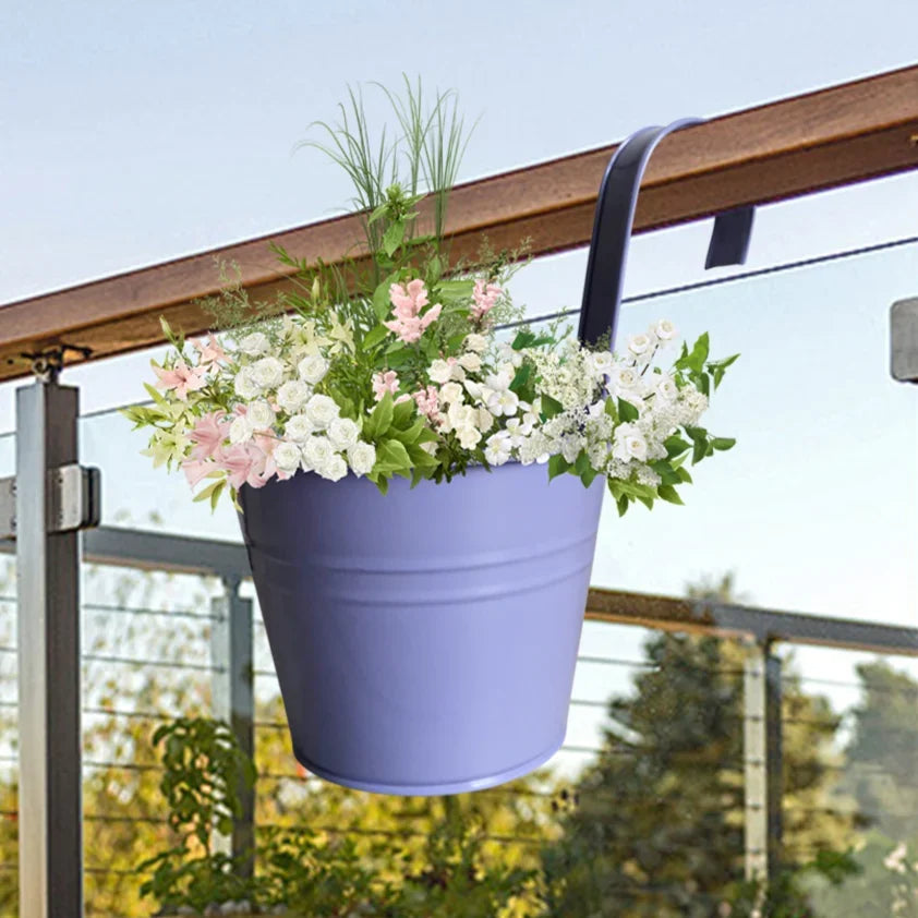 6/10PCS Metal Flower Pot With Detachable Handle Wall Mounted Hanging Planter Balcony Garden Office Planter Home Garden Decor
