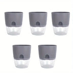 10/5Pcs Self Watering Plastic Flower Pot Double Layer Hydroponics Plants Bonsai Pot Vases Succulent Potted Home Office Decor