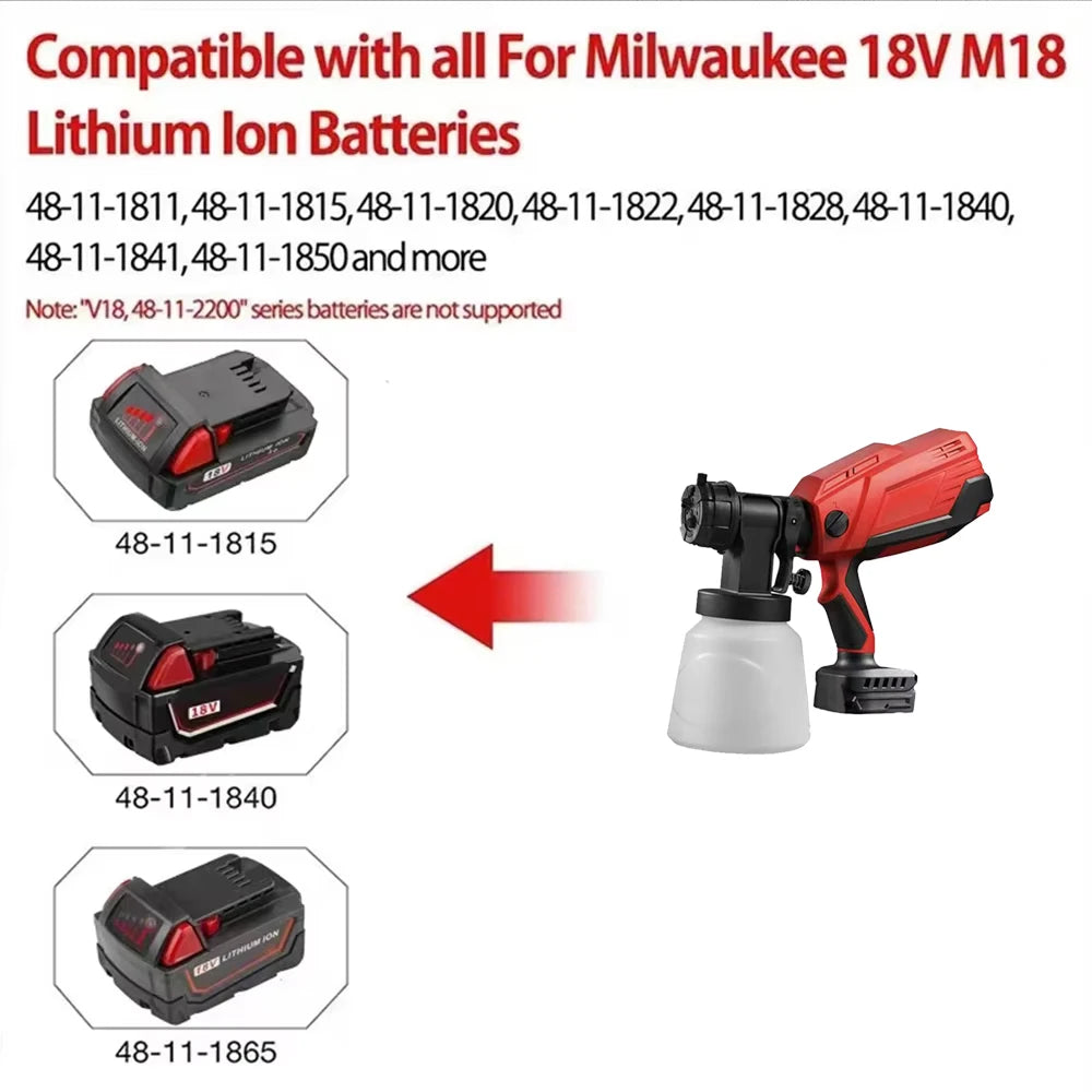 Electric Spray Gun 1000ML Cordless Paint Spray Auto Furniture Steel Coating Airbrush Fit Makita/Dewalt/Milwaukee 20V No Battery