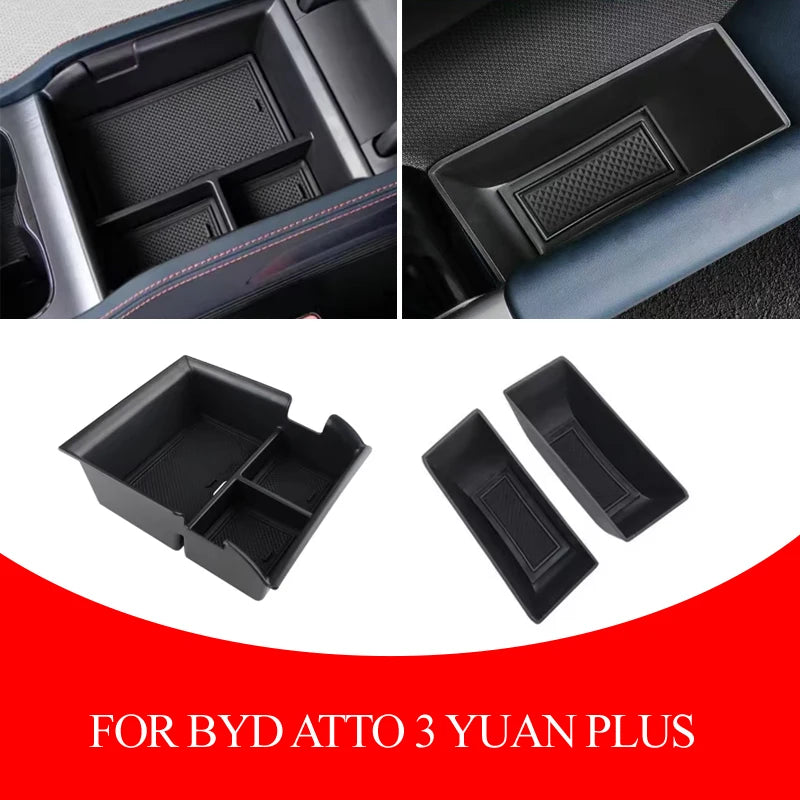 Central armrest storage box Car door handle storage tray for BYD Atto 3 YUAN Plus 2022 2023 2024 2025 Accessories