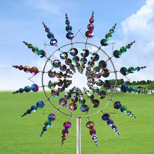 3D Wind Powered Wind Spinners Metal Wind Solar Spinners Garden Iron Windmill Ornaments For Yard And Garden Decor