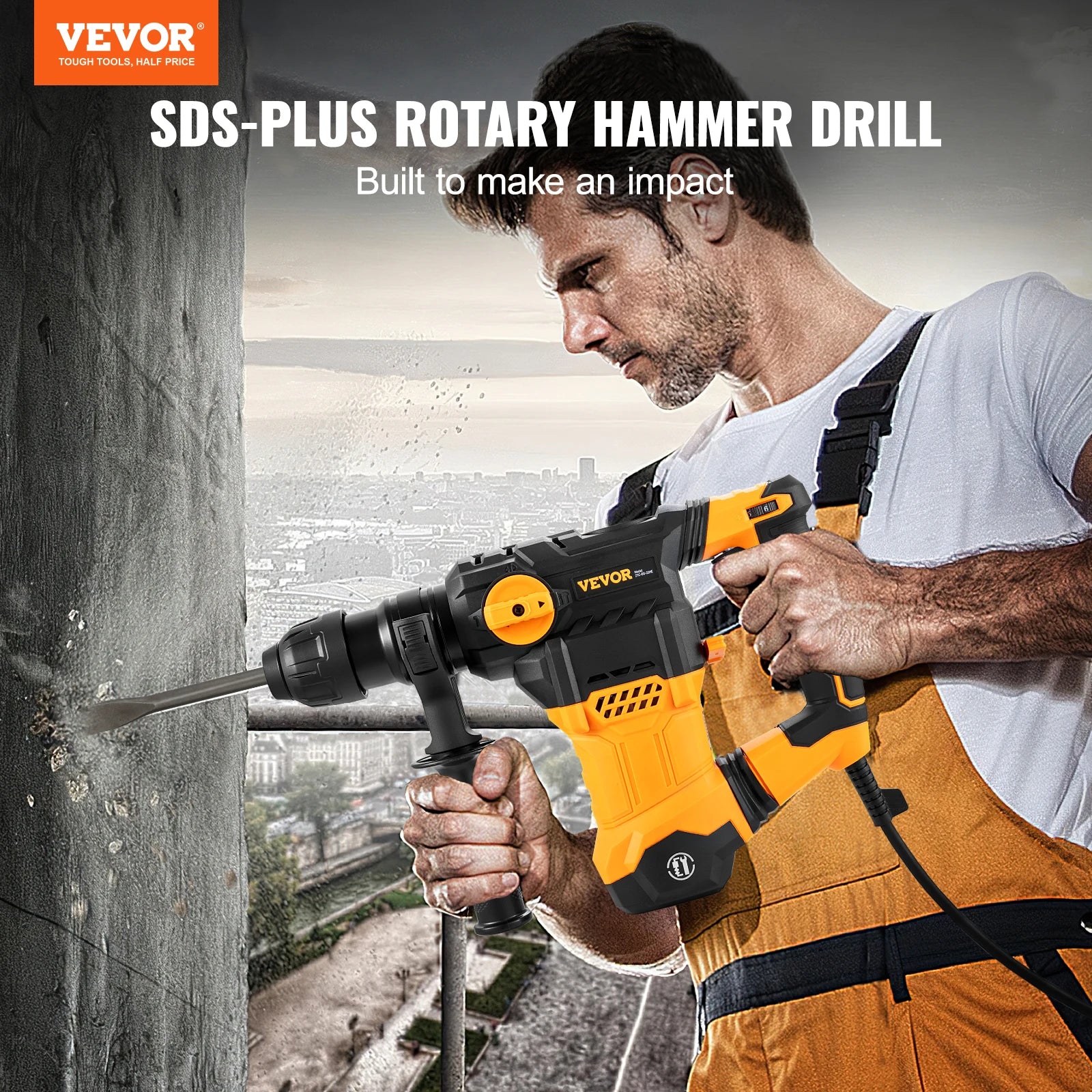 VEVOR 1500W Rotary Hammer Drill - 4-Mode SDS-Plus Corded Demolition Jackhammer | AlluCanFind