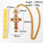 Pectoral Pendants Jesus Cross Orthodox Church Crucifix Religious Icon Byzantine Art Holy Cross For Priests Pendant Long Necklace