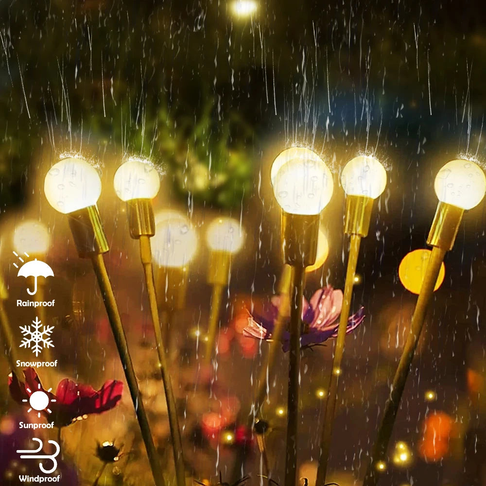 LED Firefly Light Warm White RGB Solar Powered Swaying Lights Outdoor Waterproof Fairy Garden Light for Yard Patio Decoration