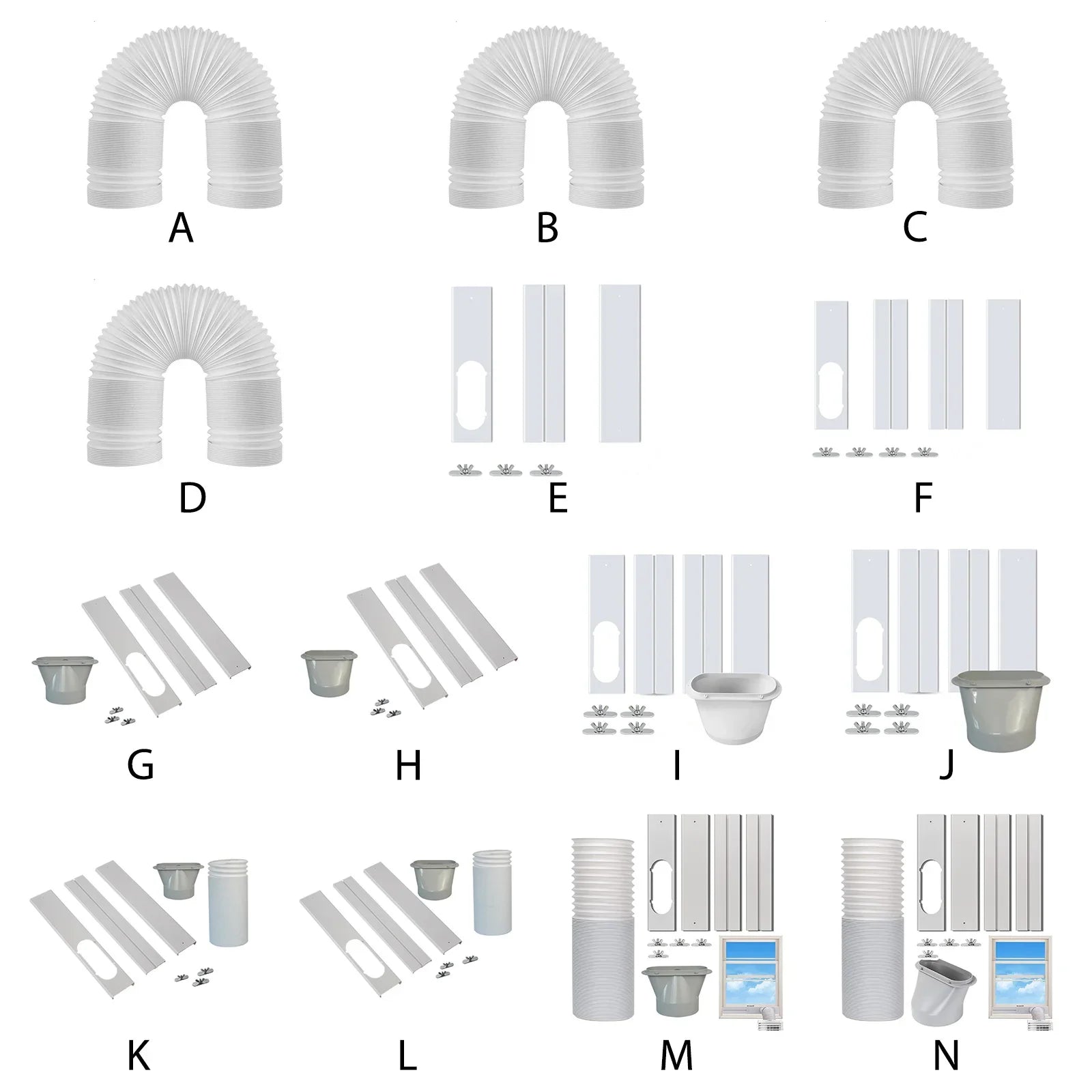 Air Conditioner Exhaust Hose Vent Kit Mobile Air Conditioning Parts Window Kit Slide Plate Tube Connector Wind Shield Adaptor