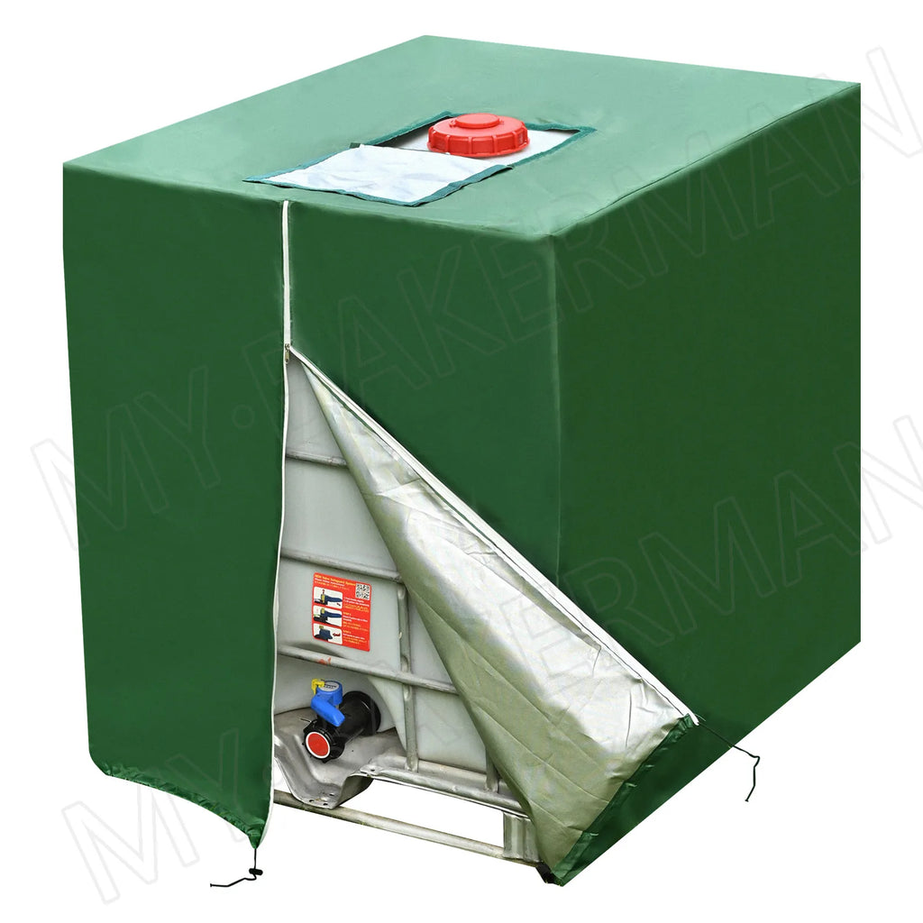 Zipper IBC Tote 275 Gallon 1000L Outdoor Water Tank Protective Cover(Green)