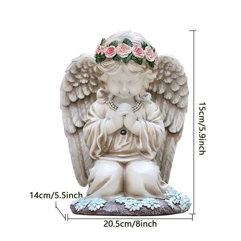 Resin Praying Angel Solar Angel Garden Decor With Solar Lights Waterproof Sculpture Figurine Cemetery Decorations Yard Art