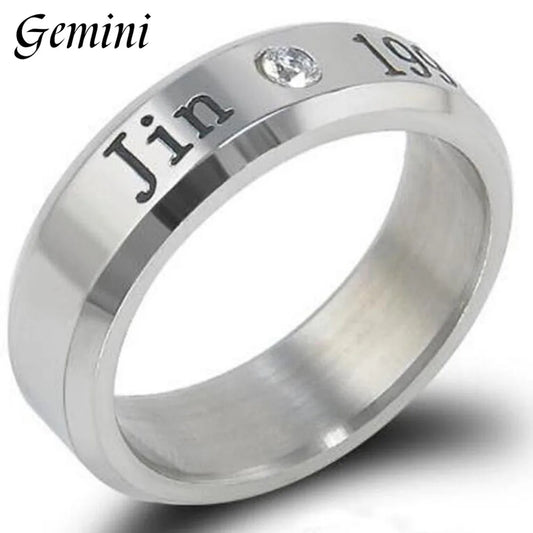 BTS ARMY Kpop Rhinestone Titanium Steel Ring - 18mm