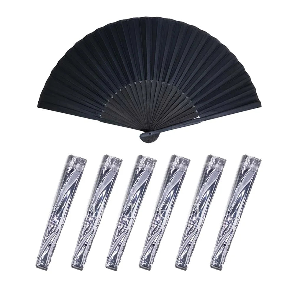 40/20Pcs Black Hand Folding Fan Print Logo For Promotion Gift Personalized Anniversity Souvenirs Fan Birthday Party Favors