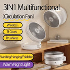2025 New 5000mAh Rechargeable 3IN1 Multifunctional Portable Fan Wall M