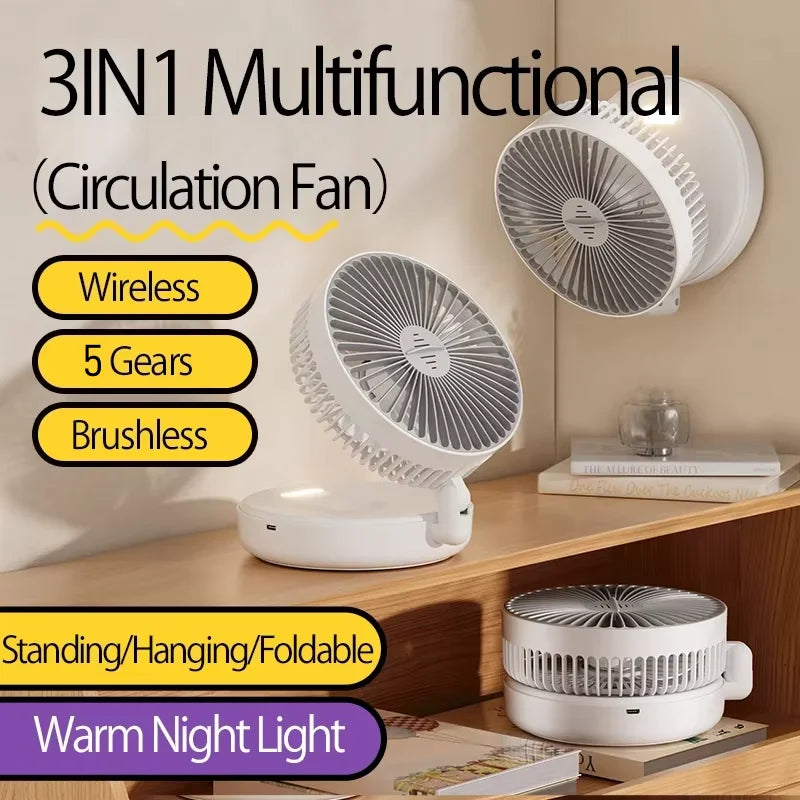 2025 New 5000mAh Rechargeable 3IN1 Multifunctional Portable Fan Wall M
