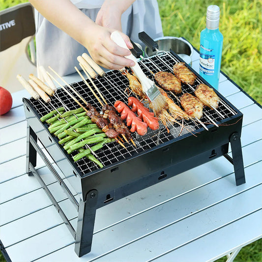 Portable Mini Charcoal BBQ Grill - Stainless Steel Tool Kit for Outdoor Cooking & Camping | AlluCanFind